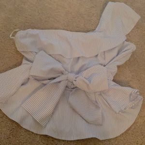 Blue white stripped corset top